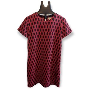 Adrienne Vittadini Womens Multicolor Geometric Short Sleeve Dress SZ 8